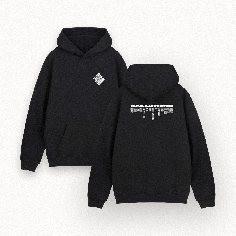 Wytrych black on white hoodie