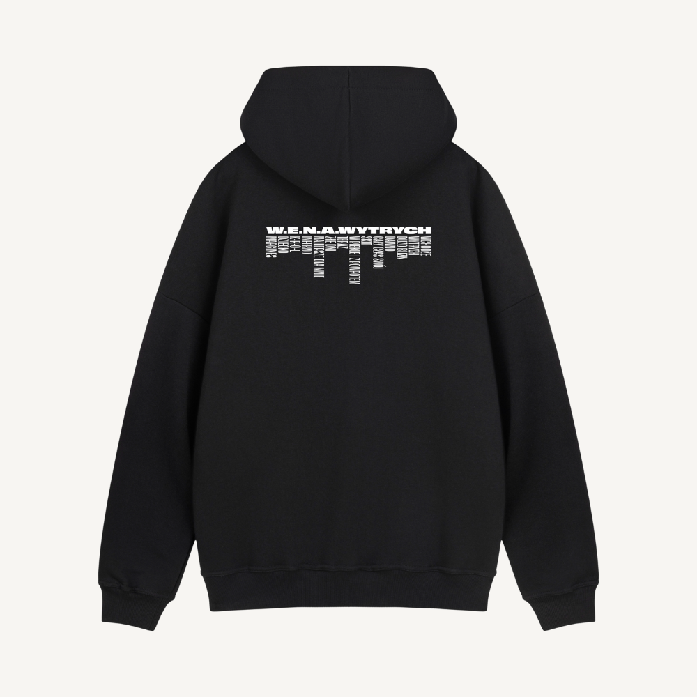 Wytrych black on white hoodie